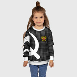 Свитшот детский Россия паттерн ссср, цвет: 3D-белый — фото 2