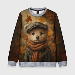 Свитшот детский Мишка в кепке и шарфе, цвет: 3D-меланж