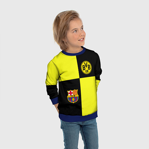 Детский свитшот Barcelona x Borussia / 3D-Синий – фото 3