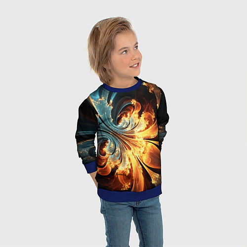 Детский свитшот Абстрактный фрактал / 3D-Синий – фото 3