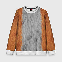 Свитшот детский Мех рыжей лисы, цвет: 3D-белый