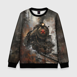 Свитшот детский Паровоз в осеннем лесу, цвет: 3D-черный