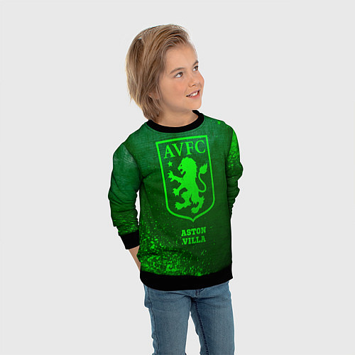 Детский свитшот Aston Villa - green gradient / 3D-Черный – фото 3
