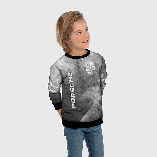 Детский свитшот Porsche - grey gradient вертикально / 3D-Черный – фото 3