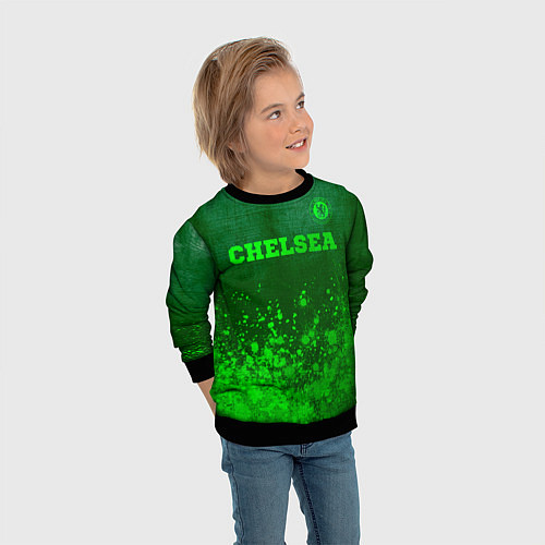 Детский свитшот Chelsea - green gradient посередине / 3D-Черный – фото 3