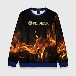 Свитшот детский Deadlock logo на фоне огня, цвет: 3D-синий
