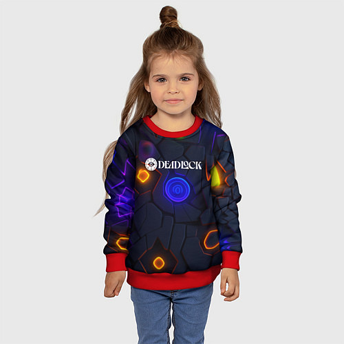 Детский свитшот Deadlock logo текстурные плиты / 3D-Красный – фото 4