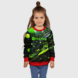 Свитшот детский Deadlock logo зеленая абстракция, цвет: 3D-красный — фото 2