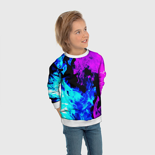Детский свитшот Битва неонового огня / 3D-Белый – фото 3
