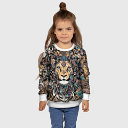 Свитшот детский Лев с узорами и цветами, цвет: 3D-белый — фото 2