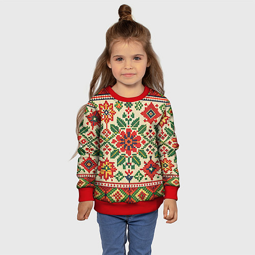 Детский свитшот Славянский узор и орнамент / 3D-Красный – фото 4