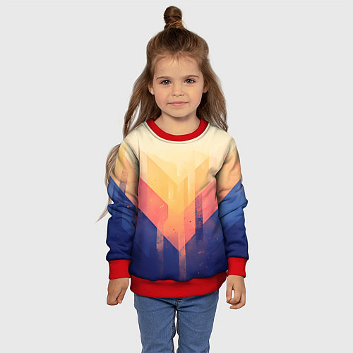 Детский свитшот Abstract art - geometric shapes / 3D-Красный – фото 4