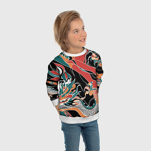 Детский свитшот Дракон контрасты / 3D-Белый – фото 3