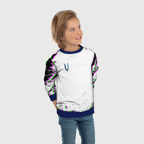 Детский свитшот Vrising глитч краски / 3D-Синий – фото 3