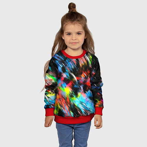 Детский свитшот Цветные краски абстракция / 3D-Красный – фото 4