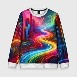 Детский свитшот Неоновый город - нейроарт