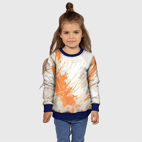 Детский свитшот Оранжевая краска на белом / 3D-Синий – фото 4