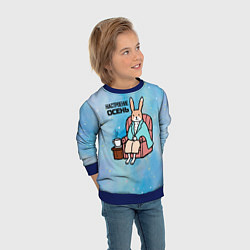 Свитшот детский Заяц настроение осень, цвет: 3D-синий — фото 2