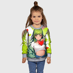 Свитшот детский Аниме сердечки, цвет: 3D-меланж — фото 2