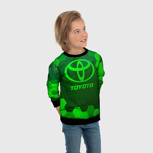 Детский свитшот Toyota - green gradient / 3D-Черный – фото 3