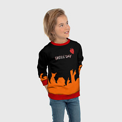 Свитшот детский Green day rock, цвет: 3D-красный — фото 2