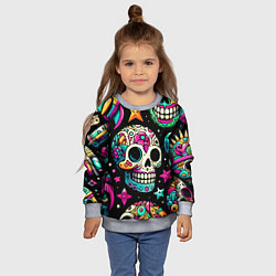 Свитшот детский Space collage with skulls and rockets - ai art, цвет: 3D-меланж — фото 2