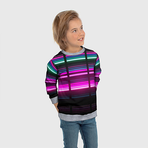 Детский свитшот Неоновые лучи текстура / 3D-Меланж – фото 3
