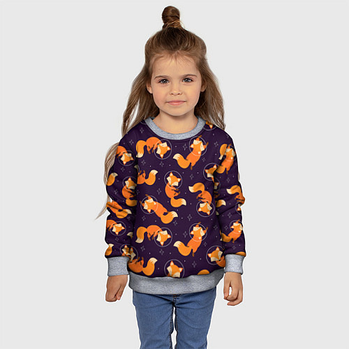 Детский свитшот Лисички в космосе паттерн / 3D-Меланж – фото 4