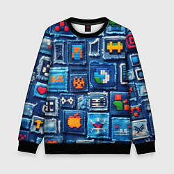 Детский свитшот Пиксельные символы на пэчворк