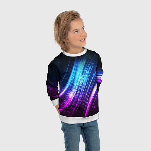 Детский свитшот Неоновые звёзды текстура / 3D-Белый – фото 3