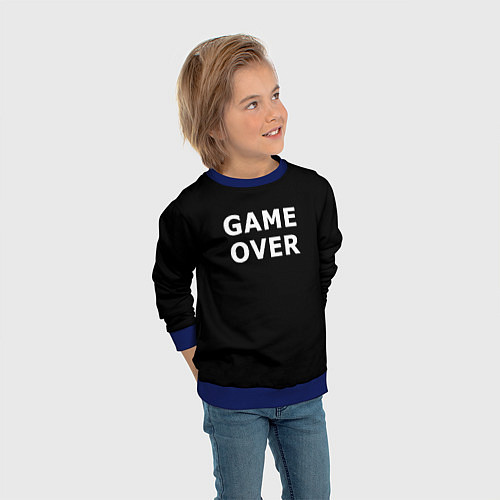 Детский свитшот Game over white logo / 3D-Синий – фото 3