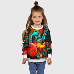 Свитшот детский Фрактальный узор из фигур, цвет: 3D-белый — фото 2