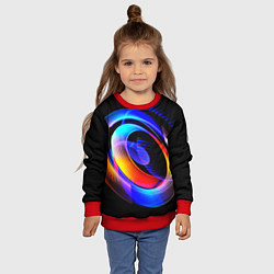 Свитшот детский Оптические иллюзии волны, цвет: 3D-красный — фото 2