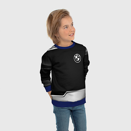 Детский свитшот BMW авто текстура / 3D-Синий – фото 3