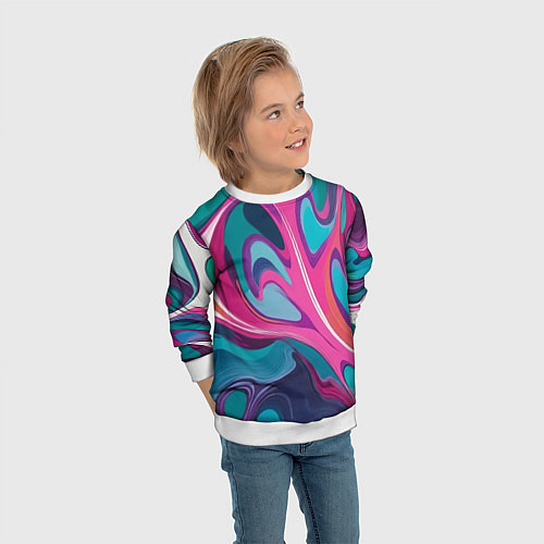 Детский свитшот Эбру краска / 3D-Белый – фото 3