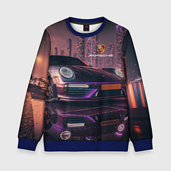 Свитшот детский Porshe neon city, цвет: 3D-синий