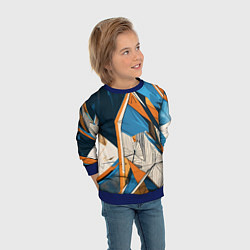 Свитшот детский Абстракция сине-оранжевая осколки, цвет: 3D-синий — фото 2