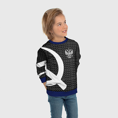 Детский свитшот Герб РФ паттерн стиль ссср / 3D-Синий – фото 3