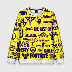 Детский свитшот Логотипы игр на жёлтом