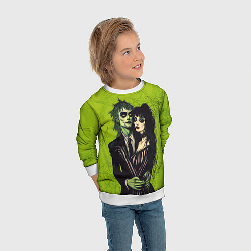 Детский свитшот Битлджус и Лидия / 3D-Белый – фото 3