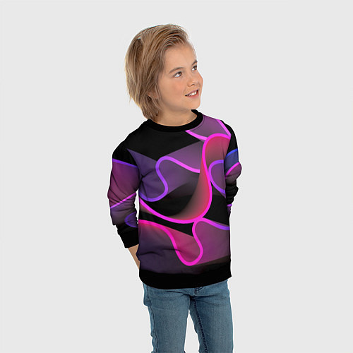 Детский свитшот Линейная геометрия / 3D-Черный – фото 3