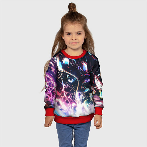 Детский свитшот Фрактальный узор текстура / 3D-Красный – фото 4