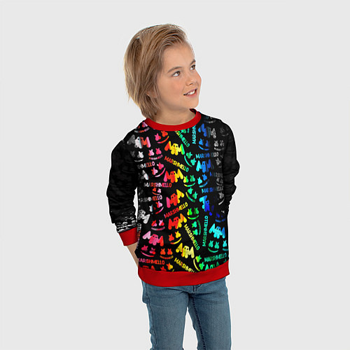 Детский свитшот Marshmello neon color / 3D-Красный – фото 3