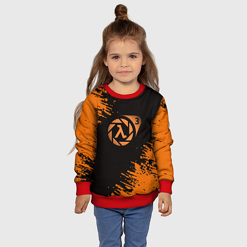 Детский свитшот Half life 3 краски оранжевые / 3D-Красный – фото 4