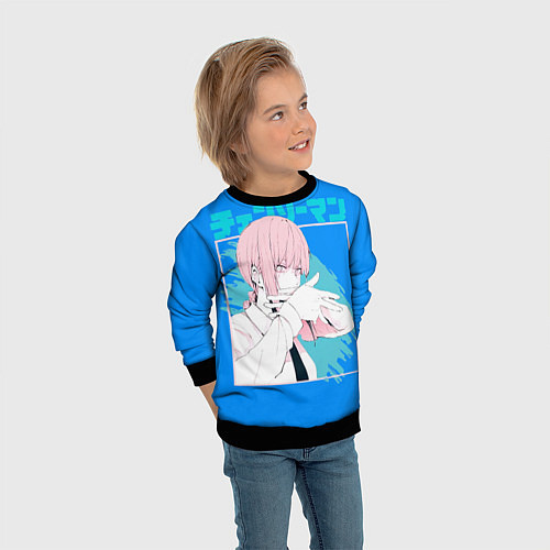 Детский свитшот Макима персонаж Человек-бензопила / 3D-Черный – фото 3