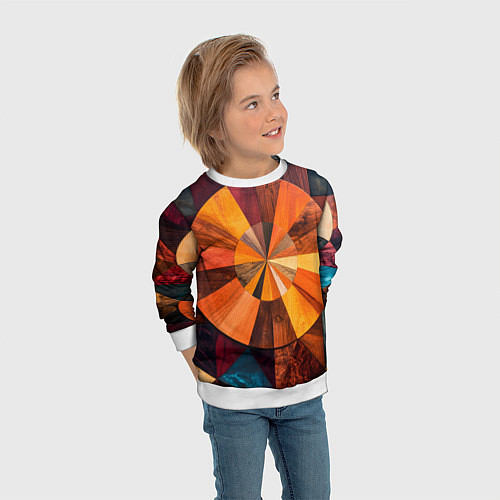 Детский свитшот Круговая мозайка / 3D-Белый – фото 3