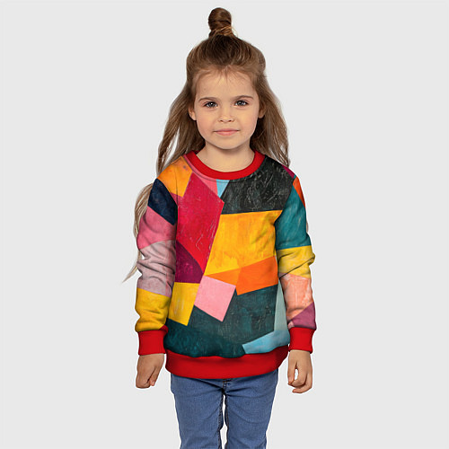 Детский свитшот Геометрия мозайка / 3D-Красный – фото 4