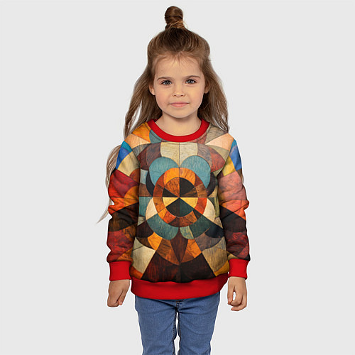 Детский свитшот Винтажная мозайка / 3D-Красный – фото 4