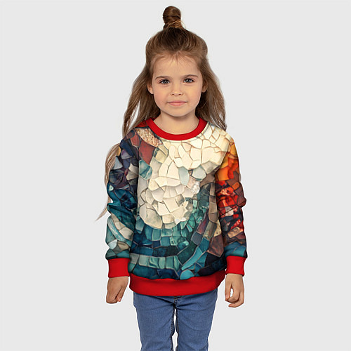 Детский свитшот Мозаика в виде плитки / 3D-Красный – фото 4