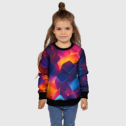Свитшот детский Неоновая геометрическая текстура, цвет: 3D-черный — фото 2